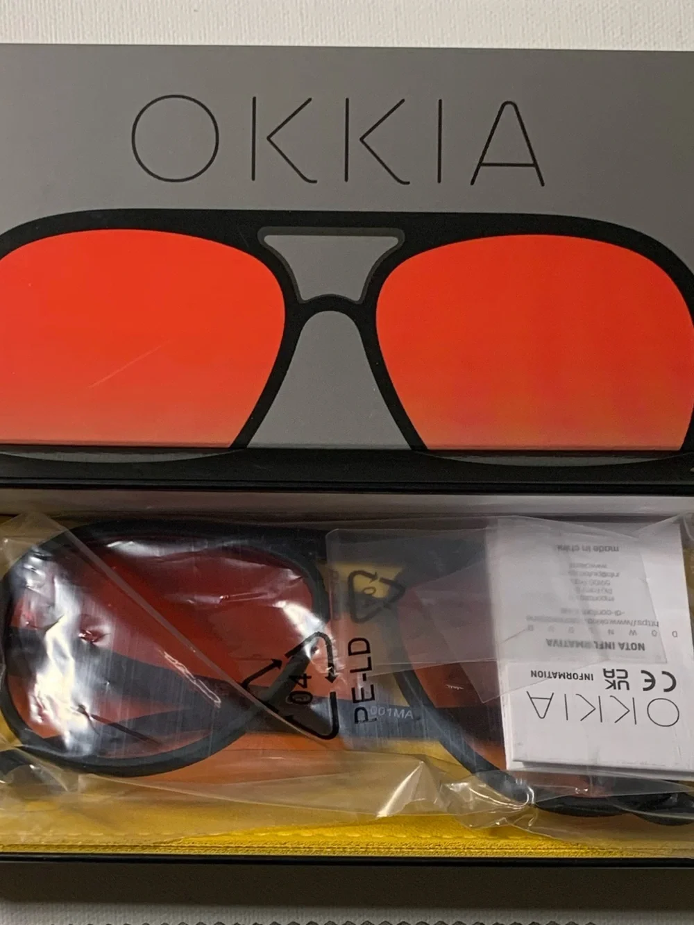 NEW IN BOX Black & red Okkia sunglasses  Red lenses